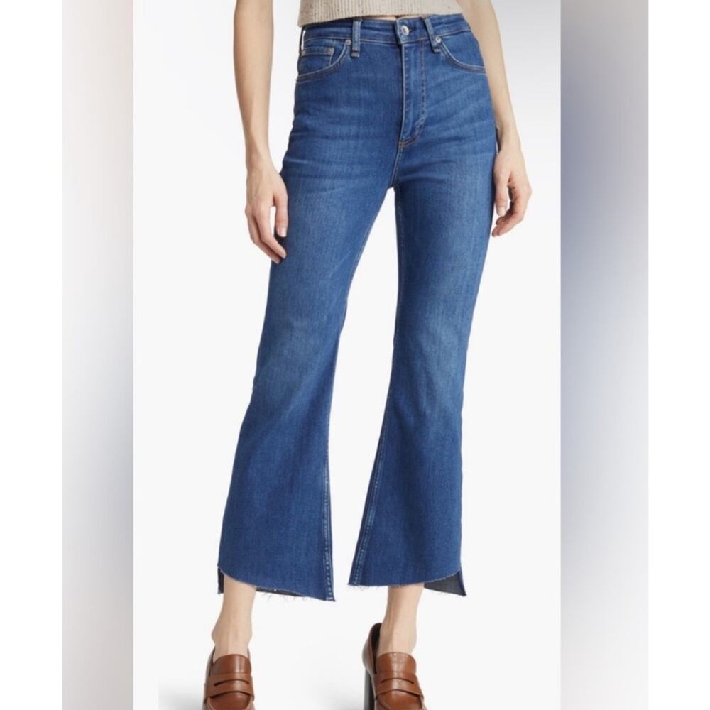 Rag & Bone Casey High-Rise Ankle Flare Jinx Blue Stretch Denim Size 27 Crop